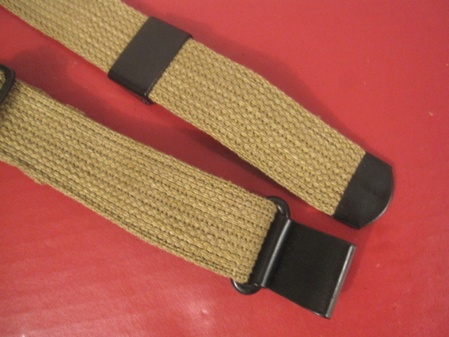 WWII US GI M1 Garand Canvas Rifle Sling w/Flat Buckle Khaki - Dated 1942 Repro gallery