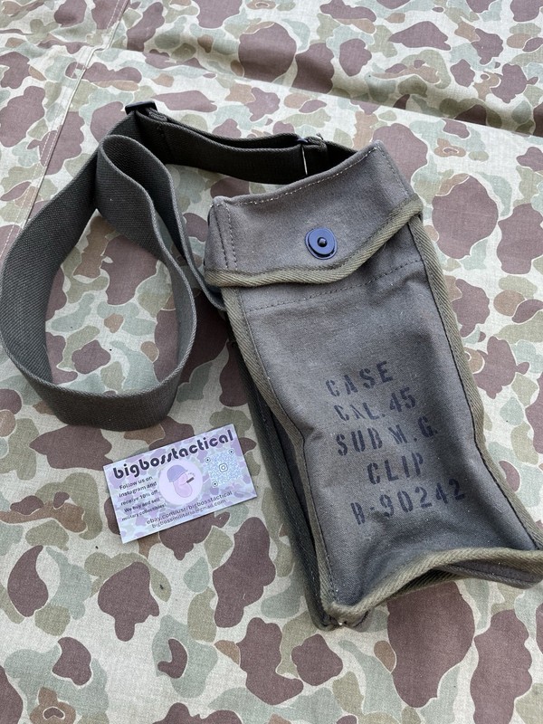 WWII US ARMY GREASE GUN .45 Ammo Thomson GP Shoulder Bag Carry Pouch
