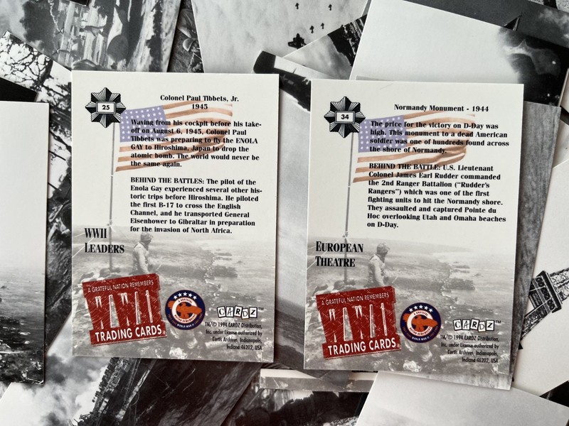 World War II 100 Trading Cards USS Arizona Enola Gay Utah Patton Free Ship USA gallery