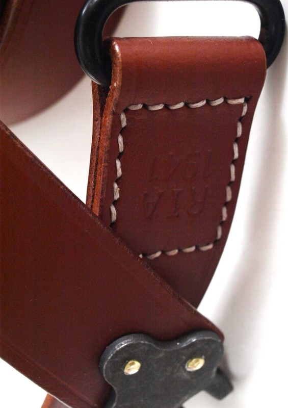 Black steel PREMIUM GI hook medium RIA 1941 leather M1907 US rifle sling repro gallery