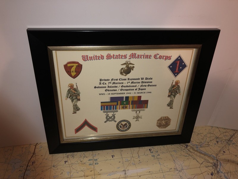 U.S.M.C. - PRIVATE FIRST CLASS E-2 / VETERAN RIBBON RACK PRINT W/AWARDS gallery