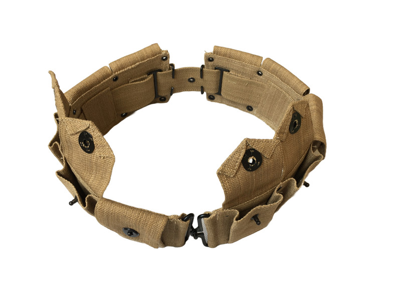 U.S. Army WWII Springfield M1 Garand 10 Pocket Canvas Ammunition Belt KhakiBeige gallery