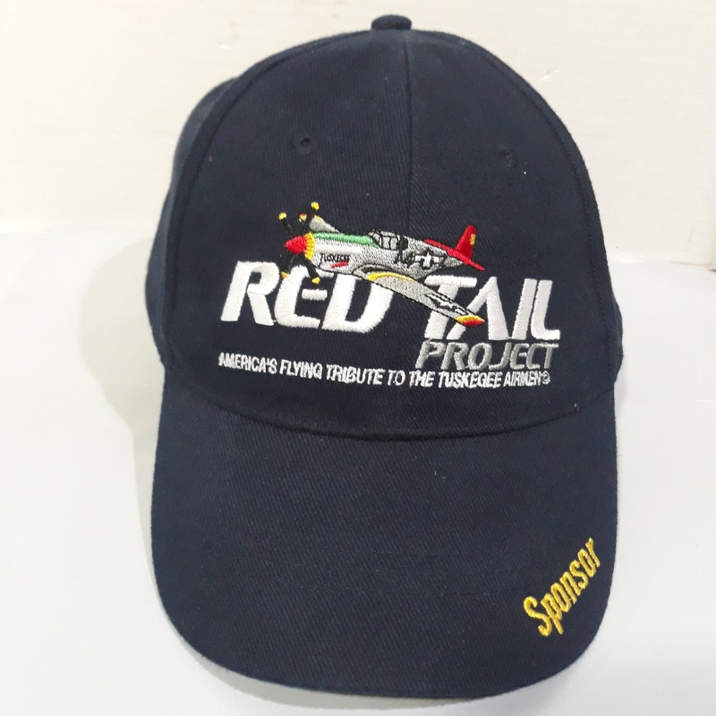 Air Force Tuskegee Airmen Hat Red Tail Squadron WWII Military Sponsor Blue Cap