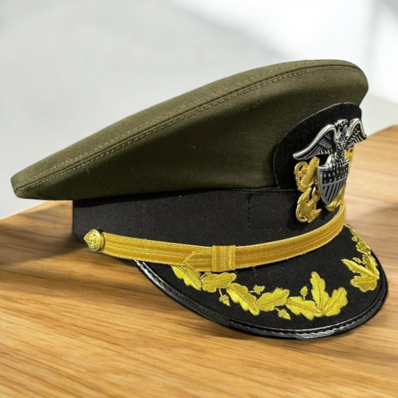 WWII WW2 US Navy Senior Men's Officer Visor Embroidered Hat Caps Reproduction gallery