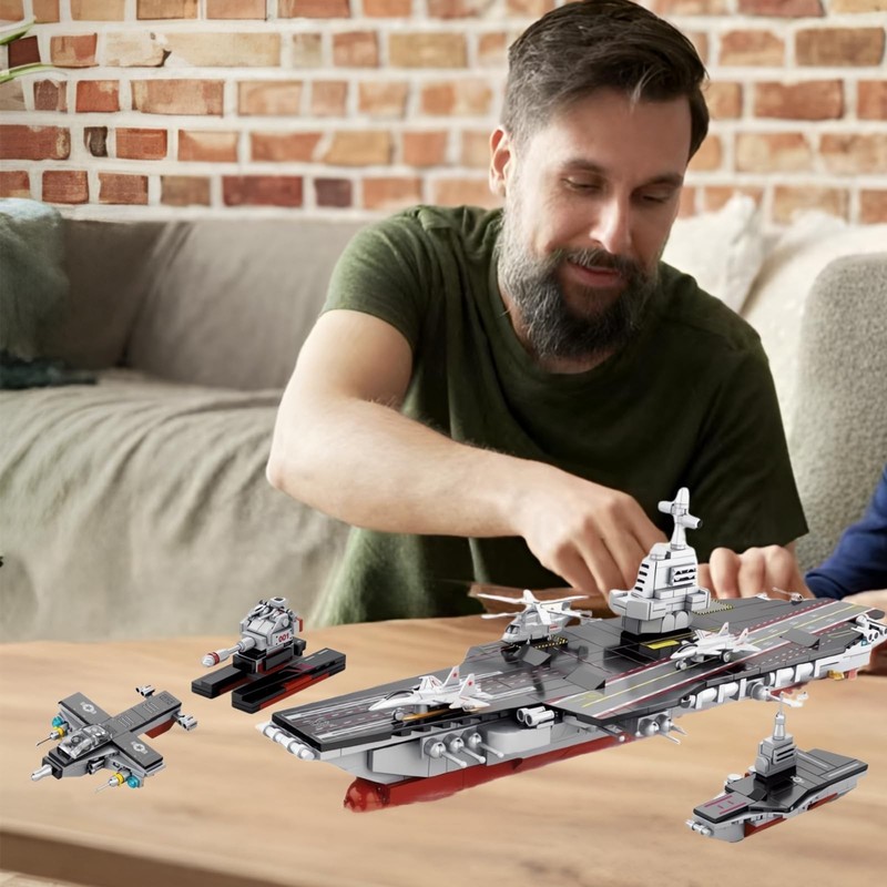 8 in 1 WW2 Aircraft Carrier Building Set, Military Cruiser Ocean Battleship T... gallery