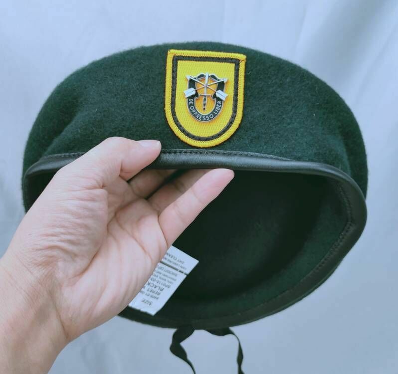 7-1/2 US ARMY 1TH SPECIAL FORCES GROUP BLACKISH GREEN COLOR WOOL BERET CAP HAT