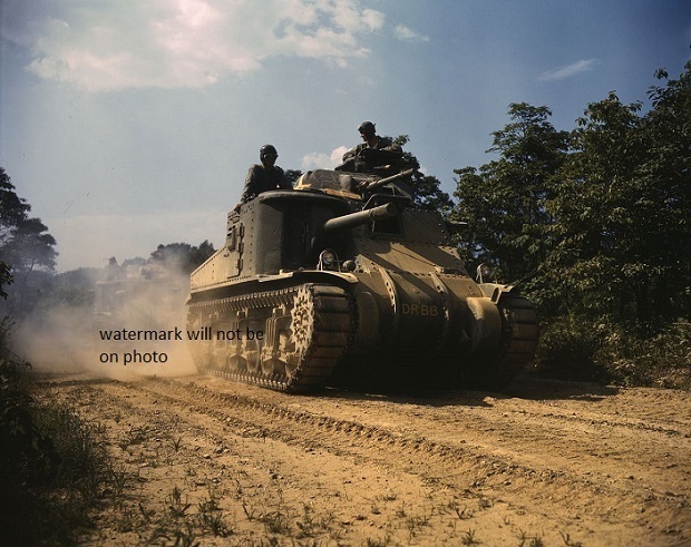U.S. M3 Tank in action in 1942 8″x 10″ Color World War II WW2 Photo 433