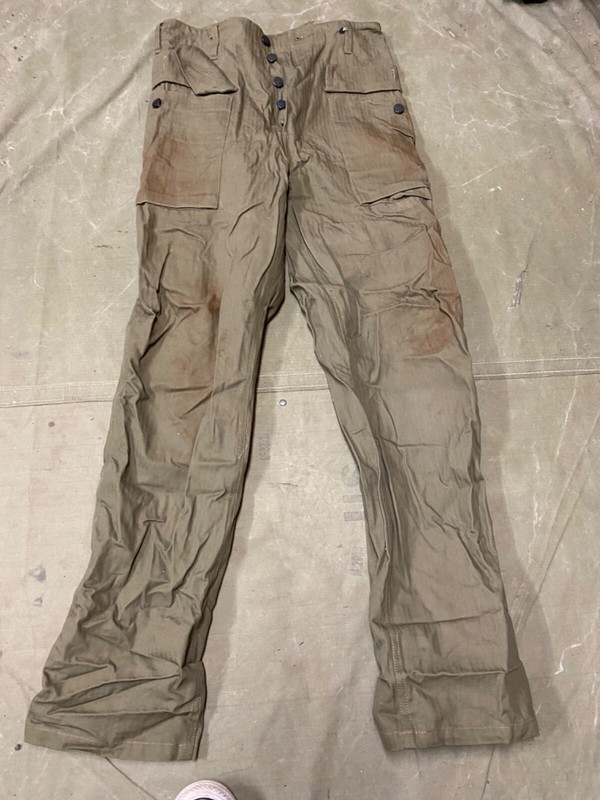 WWII US ARMY DARK SHADE HBT COMBAT FIELD TROUSERS- XSMALL 30 WAIST