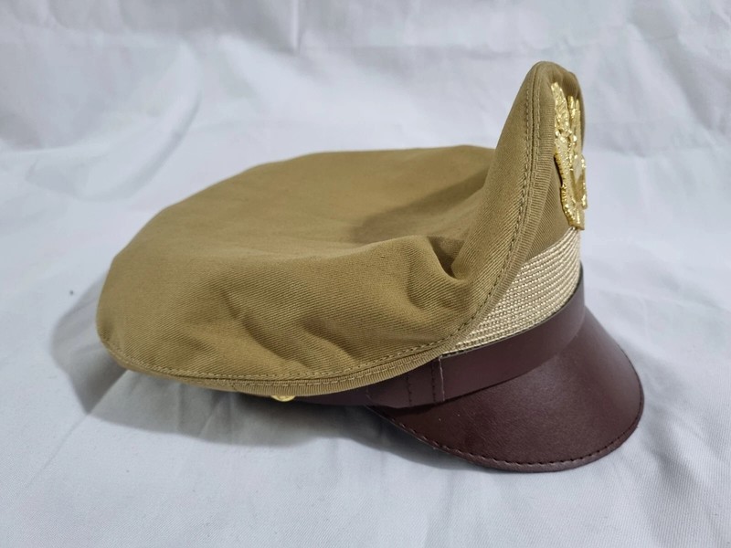 WW2 US Army Aircorps Military Airforce Officers Khaki Crusher Visor Hat Cap Repr gallery