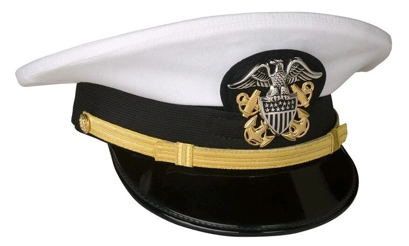 U.S. Navy Officer White Dress Cap – Military Uniform Hat Replica All Sizes