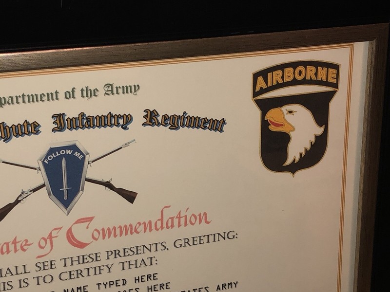 506TH PARACHUTE INFANTRY REGIMENT / COMMEMORATIVE - CERTIFICATE OF COMMENDATION gallery