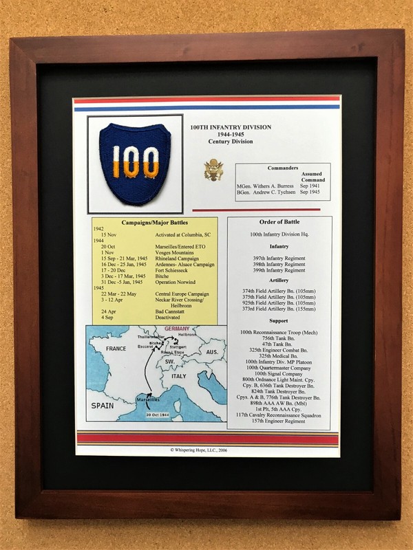 100th Infantry Division Insignia and History in World War II