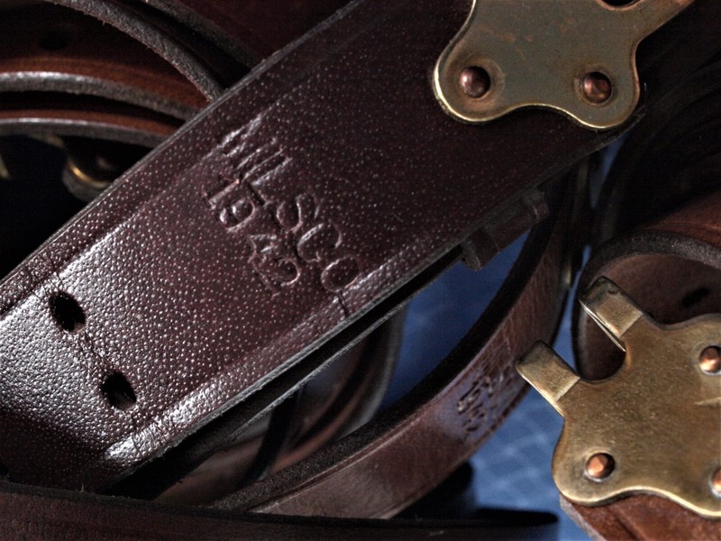 SLING M1, 1903 M1907 MILSCO 1942 mkd. LEATHER replica with BRASS ftgs, hooks gallery