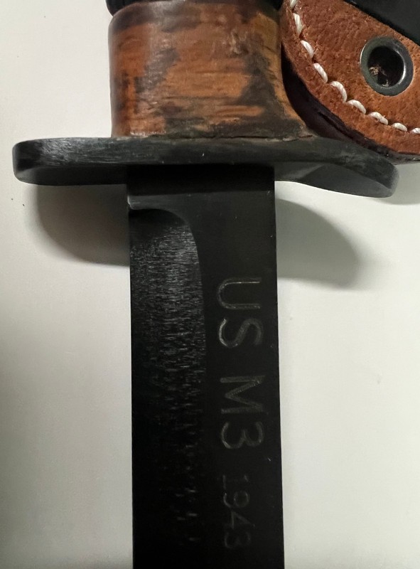U.S. M-3 FIGHTING KNIFE W/ SHEATH KNIFE DATED 1943 gallery