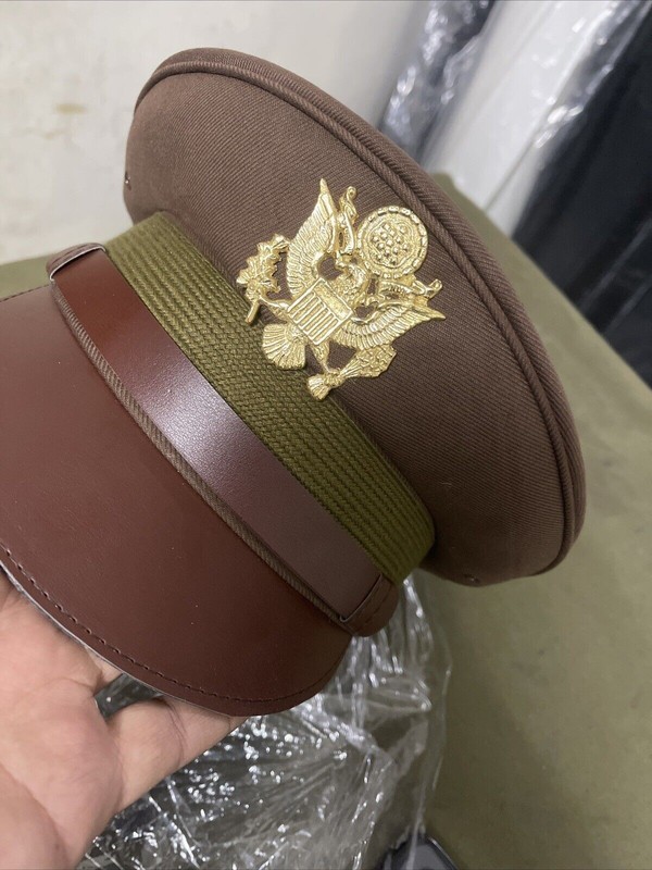 US Army Air Corps Officer Crusher Hat Military Cap With Golden Eagle B gallery