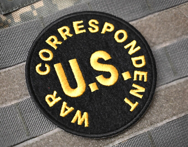 WWII US WAR CORRESPONDENT JOURNALIST iron-on/sew-on blk ROUND PATCH (REPO)