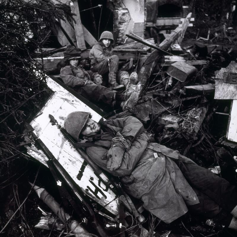 WWII Photo US Soldier Sleeping Feb. 1945 WW2 World War Two US Army / 1008