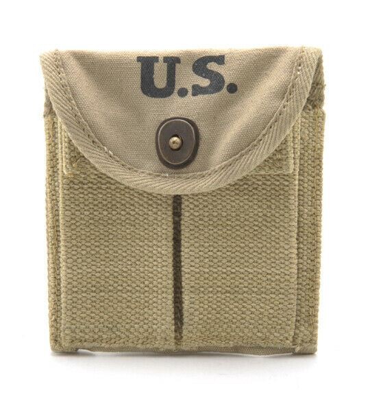 USGI WW2 .30 M1 CARBINE BUTTSTOCK TYPE POUCH KHAKI Dated 1942 gallery