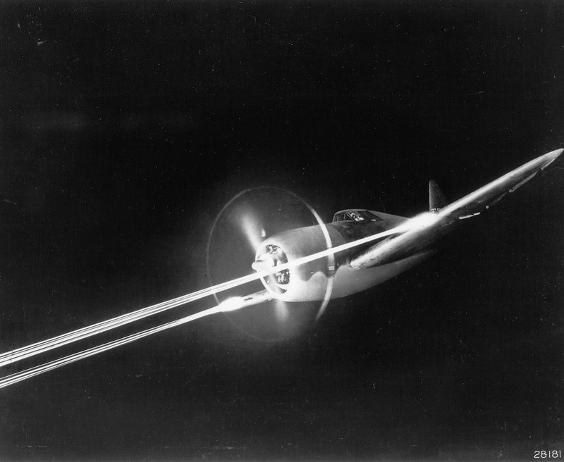 P-47 Thunderbolt Fighter Plane shooting at night 8"x 10" WWII WW2 Photo 499