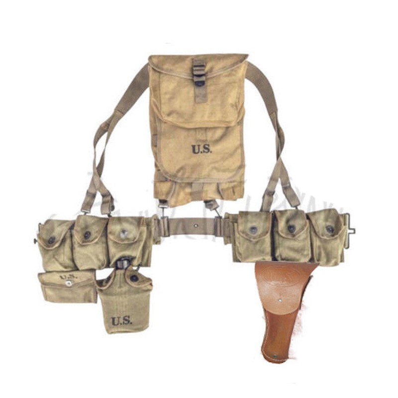 FULL SET US ARMY WWII WW2 MILITARY USMC EQUIPMENT HACKSACK BAR BELT RIFLE