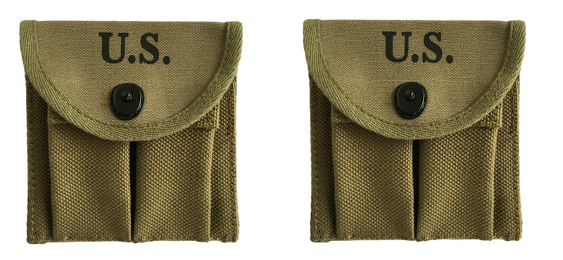 (PACK OF 2) U.S WW2 M1 Carbine Buttstock Magazine Pouch WWII Ammo Pouch OD Green