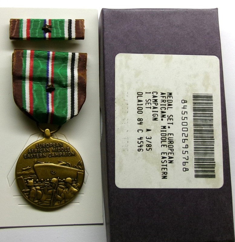 WW II European African Campaign Medal Set in GI ISSUE Box with 1 Battle Star