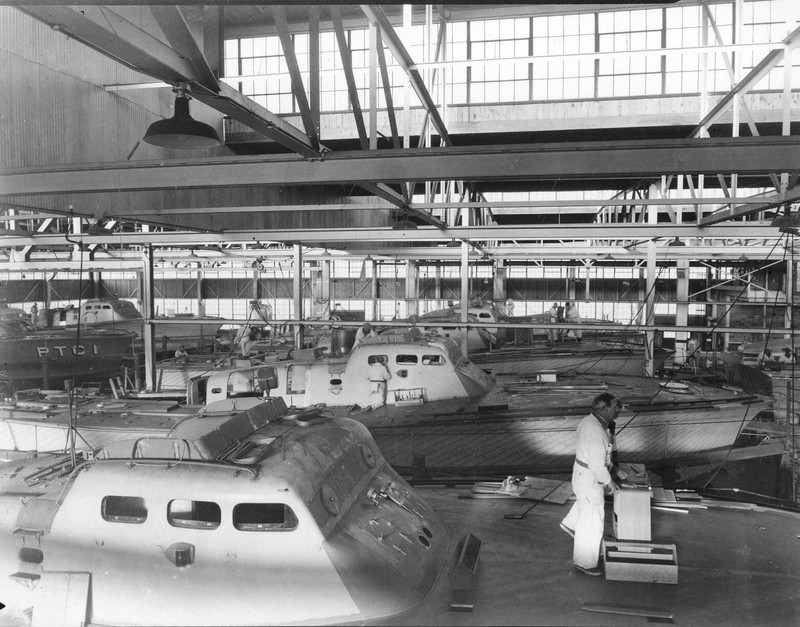 WW2 WWII Photo World War Two US Navy Patrol Torpedo Boat Manufacturing Factory
