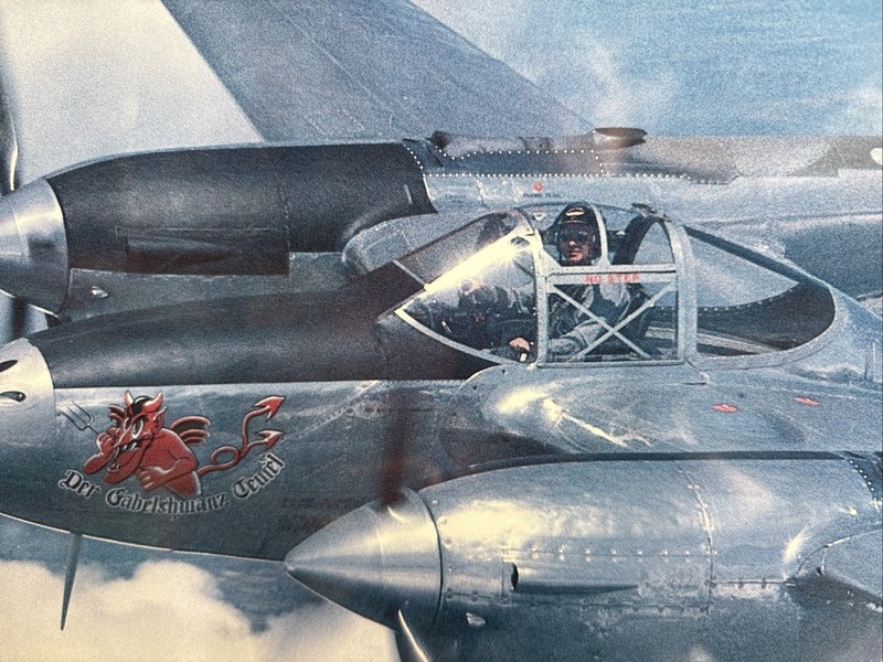 1985 Forked-Tail Devil/Lockheed P38 Lightning Fighter Plane W/Pilot Info on Back gallery