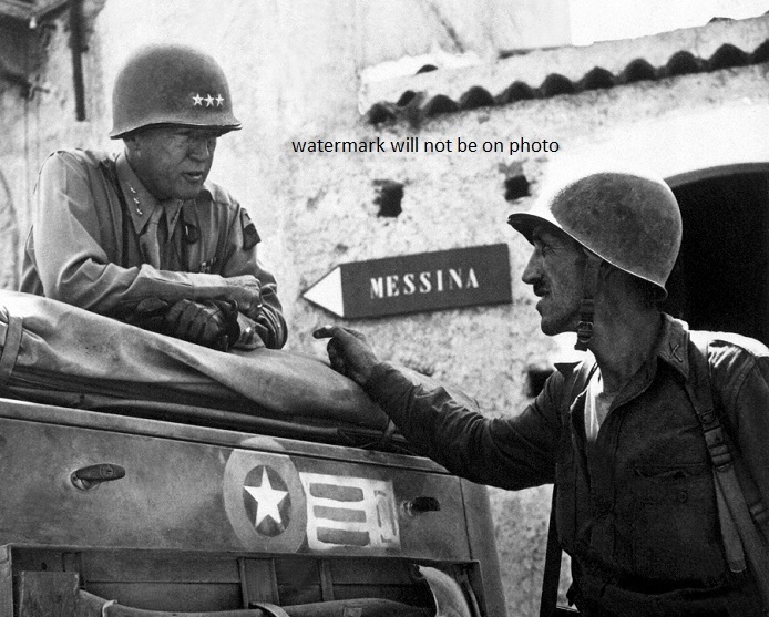 Lt. Gen. George S. Patton talking with soldier 8″x 10″ World War II Photo 419