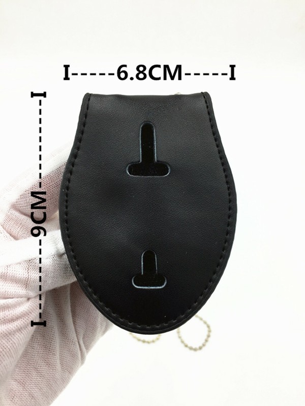 Black Leather US Police Badge Holder With Neck Chain Belt Clip-NO Badge