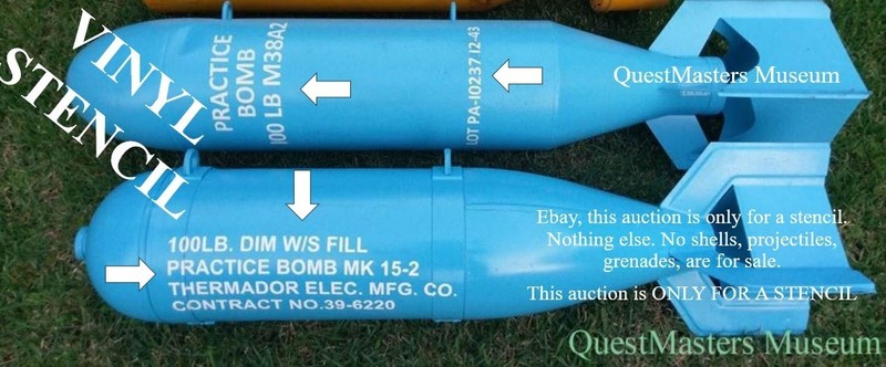 WWII U.S. Bomb Mk 15-2 100 lb. Practice Stencil, Stencil 204
