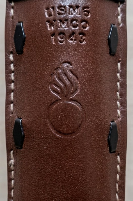 U.S WWII M6 Leather Scabbard for Trench Knife brown color Replica. gallery