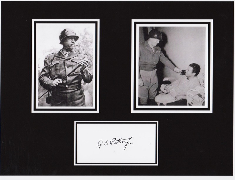 GEN GEORGE PATTON 8 x 10 REPRINT PHOTO & REPRINT AUTOGRAPH ON GLOSSY PHOTO PAPER