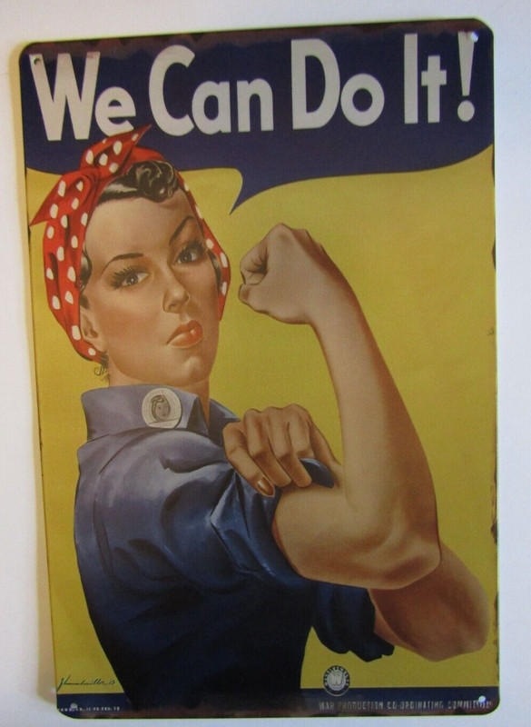 New Metal Sign- WWII Homefront- Woman Factory Worker- We Can Do It!- Pin Up gallery