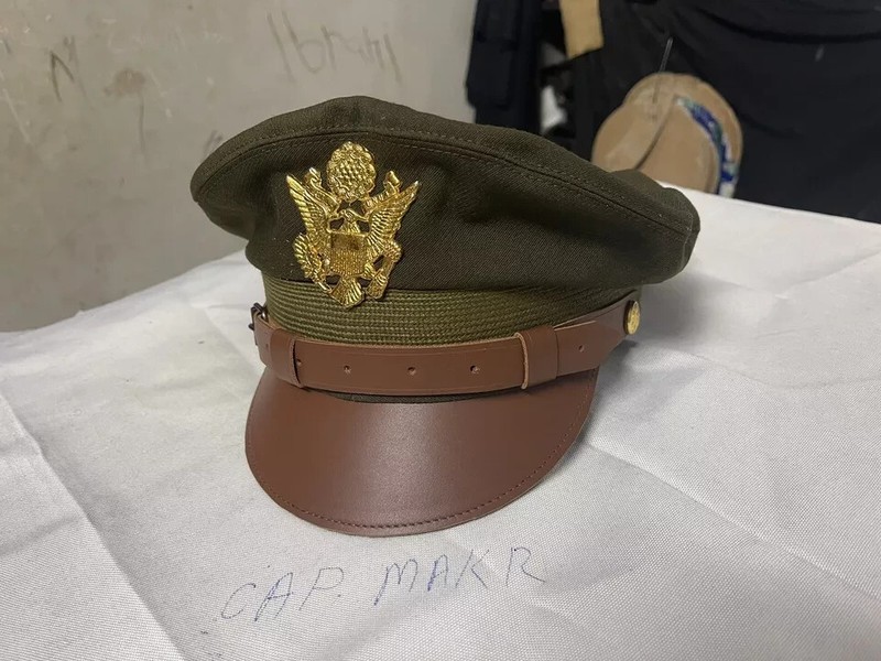 WW2 US Army Aircorps Military Officers Pilots OD Visor Crusher Hat Cap gallery