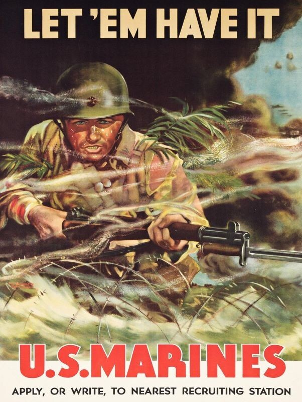 WW2 USMC Marines Let’em Have It! New Metal Sign: 12 x 16″ – Free Shipping