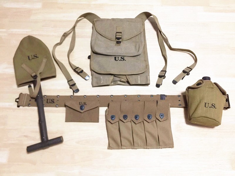 WW2 US ARMY SHOVEL SPAD THOMPSON MAGAZINE BAG 1928 HAVERSACK SOLDIER MILITARYSET