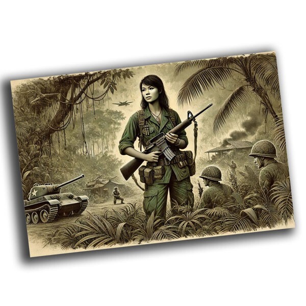 nice vintage woman Vietnam War battlefield retro WW2 Photo Glossy 4*6 in P57