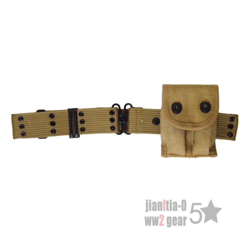 WWII WW2 M1911 DUAL MAGAZINE POUCH WITH BELT CANVAS COMBINATION