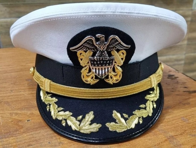 US Navy Commander Admiral Rank White Hat Cap All Sizes Available