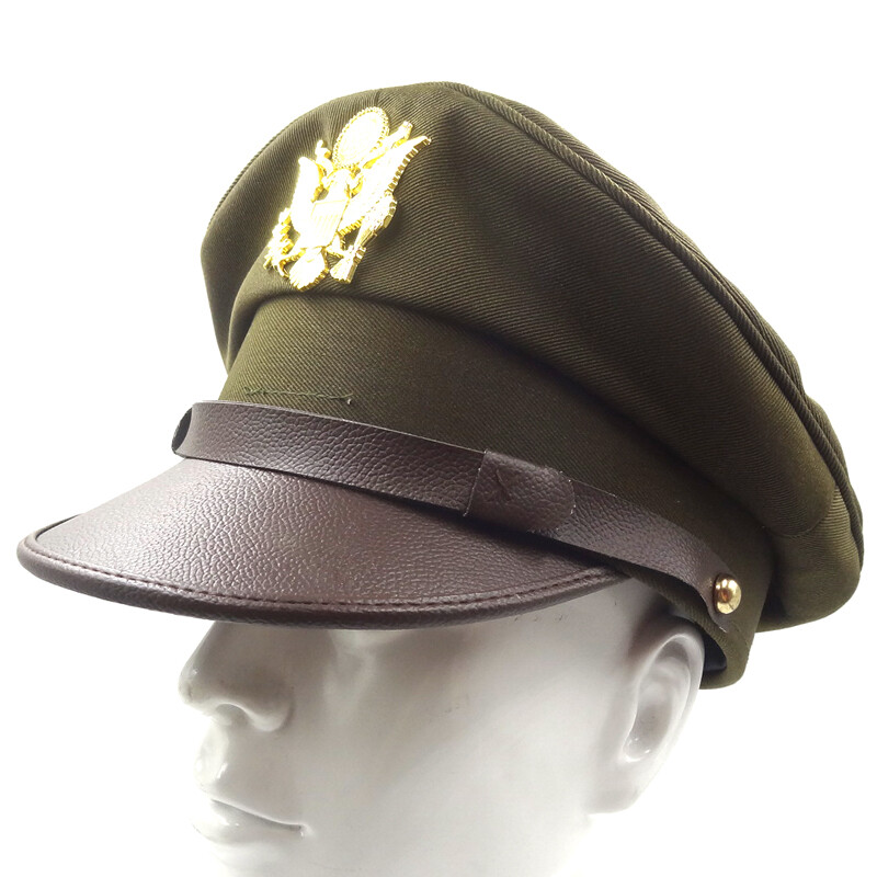 WW2 US Army Air Corps Officer Crusher Hat Military Cap With Golden Eagle Badge M gallery