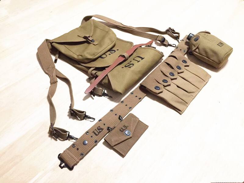 US ARMY MILITARY GEAR THOMPSON BAG BELT 1928 HAVERSACK CANTEEN SET gallery