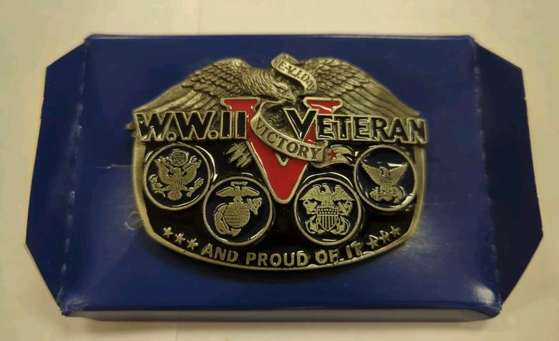 Vintage WWII VETERAN Belt Buckle, Great American Buckle Co - New in Box gallery