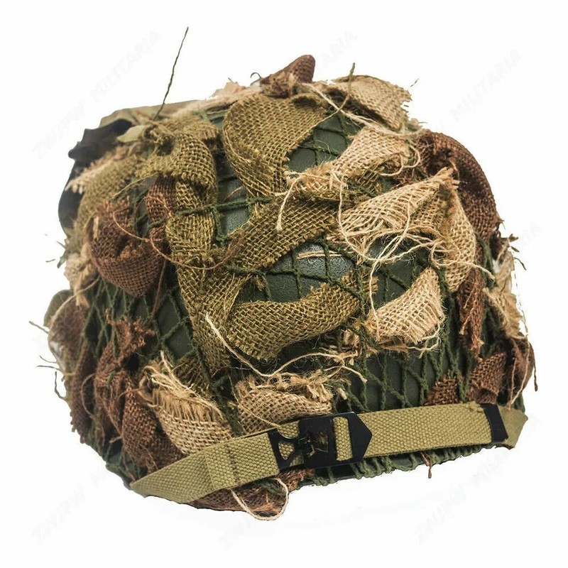 WWII US ARMY MILITARY M1 HELMET CAMOUFLAGE BURLAP STRIP LINEN 3colour ,NO HELMET gallery