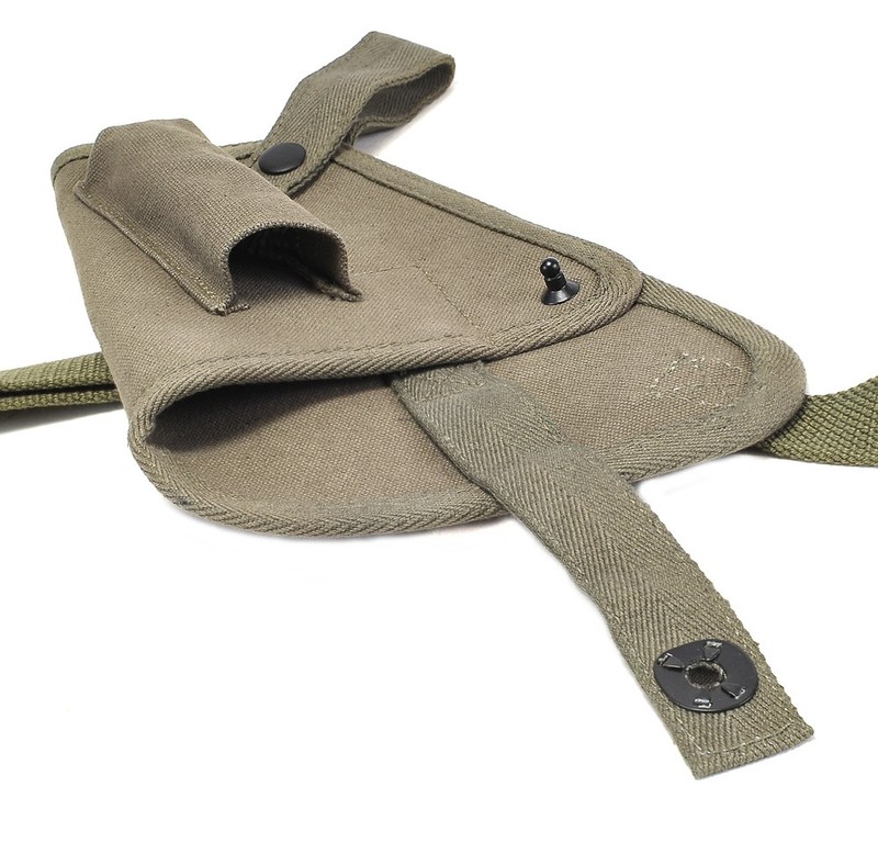 US WW2 M3 OD Canvas Colt 1911 .45 Tanker Shoulder Holster with Magazine Pouch gallery