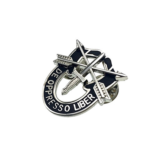 US Special Forces Sf Hat Pin Motto Metal Badge De Oppresso Libe Silver gallery