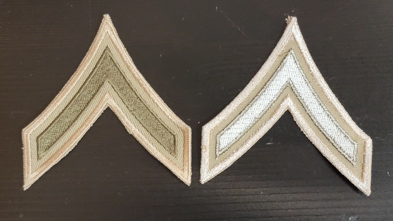 Reproduction WW2 US Army Private Chevrons Rank Pair Tan Khaki  016 gallery