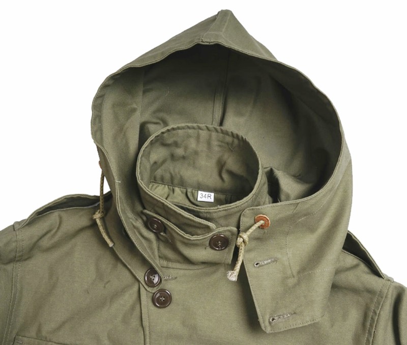 WWII Korean War US Army M43 Field Jacket Cap Hood M1943 Coat -Spring Autumn 38R gallery
