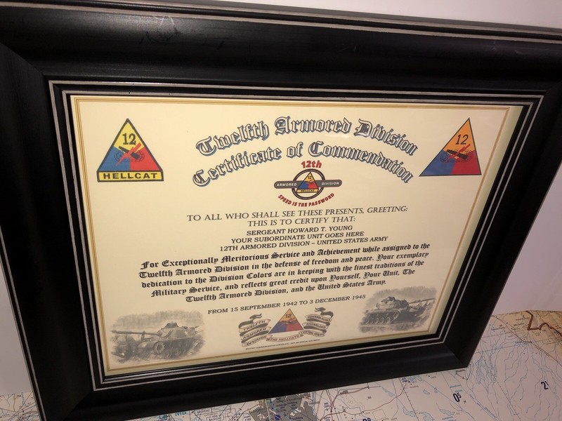 12TH ARMORED DIVISION / COMMEMORATIVE - CERTIFICATE OF COMMENDATION gallery