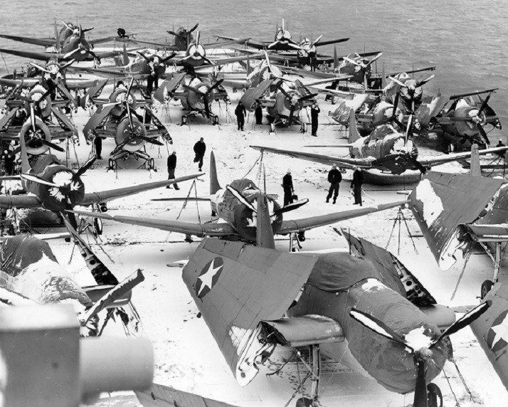U.S. Navy Aircraft aboard Carrier USS Ranger at sea 8x10 WWII WW2 Photo 717